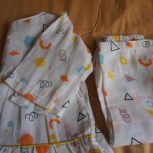 Baby Cotton Night Suit Set – Colorful Geometric Print Shirt & Pajama
