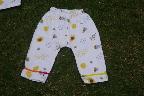 Baby Cotton Night Suit Set – Honeybee & Sunflower Print Shirt & Pajama
