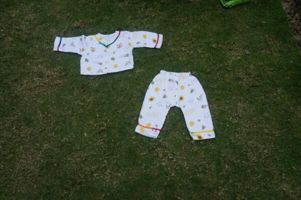 Baby Cotton Night Suit Set – Honeybee & Sunflower Print Shirt & Pajama