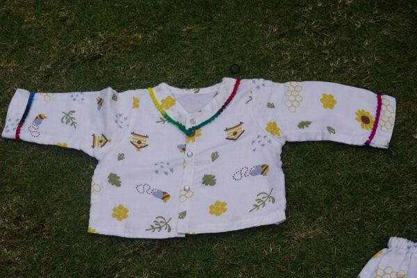 Baby Cotton Night Suit Set – Honeybee & Sunflower Print Shirt & Pajama
