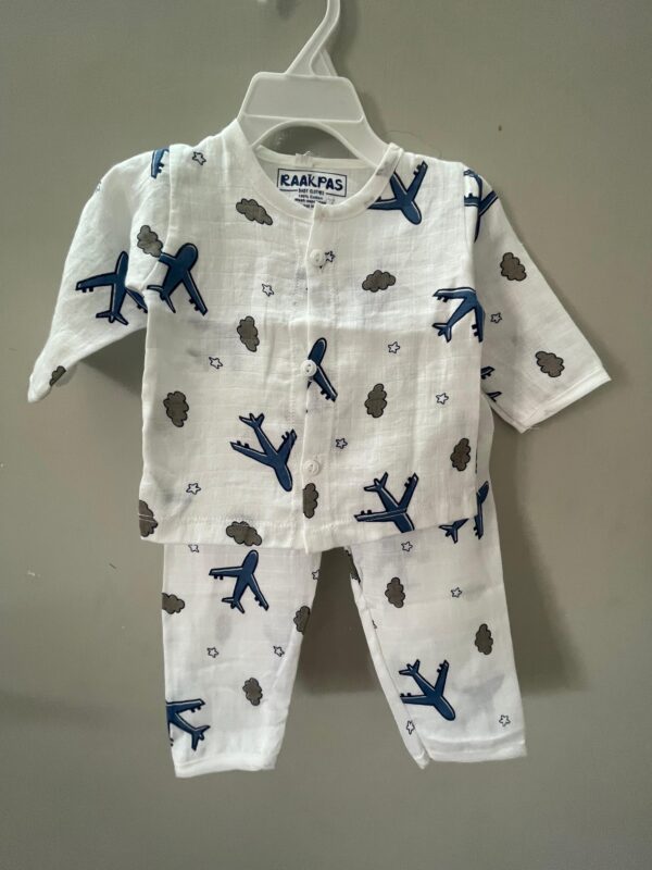 Baby Cotton Night Suit Set – Airplane Print Shirt & Pajama