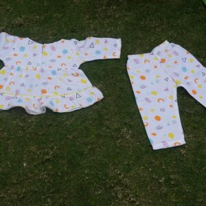 Baby Cotton Frock Style Night Suit – Colorful Geometric Print with Pajama