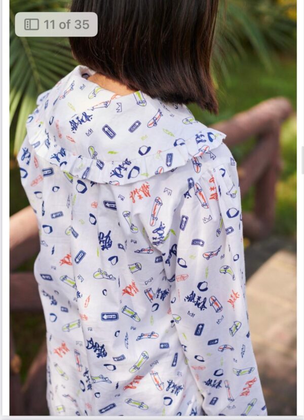 Kids Cotton Night Suit – Fun Doodle Print Shirt & Pajama