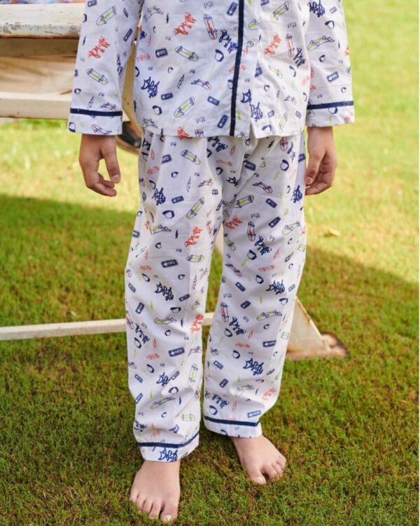 Kids Cotton Night Suit – Fun Doodle Print Shirt & Pajama