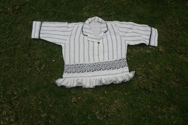 White & Black Striped Baby Nightwear Set